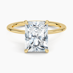 Petite Secret Halo Diamond Ring Yellow Gold 18k Radiant Engagement Ring