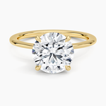 Petite Secret Halo Diamond Ring Yellow Gold 18k Round Engagement Ring