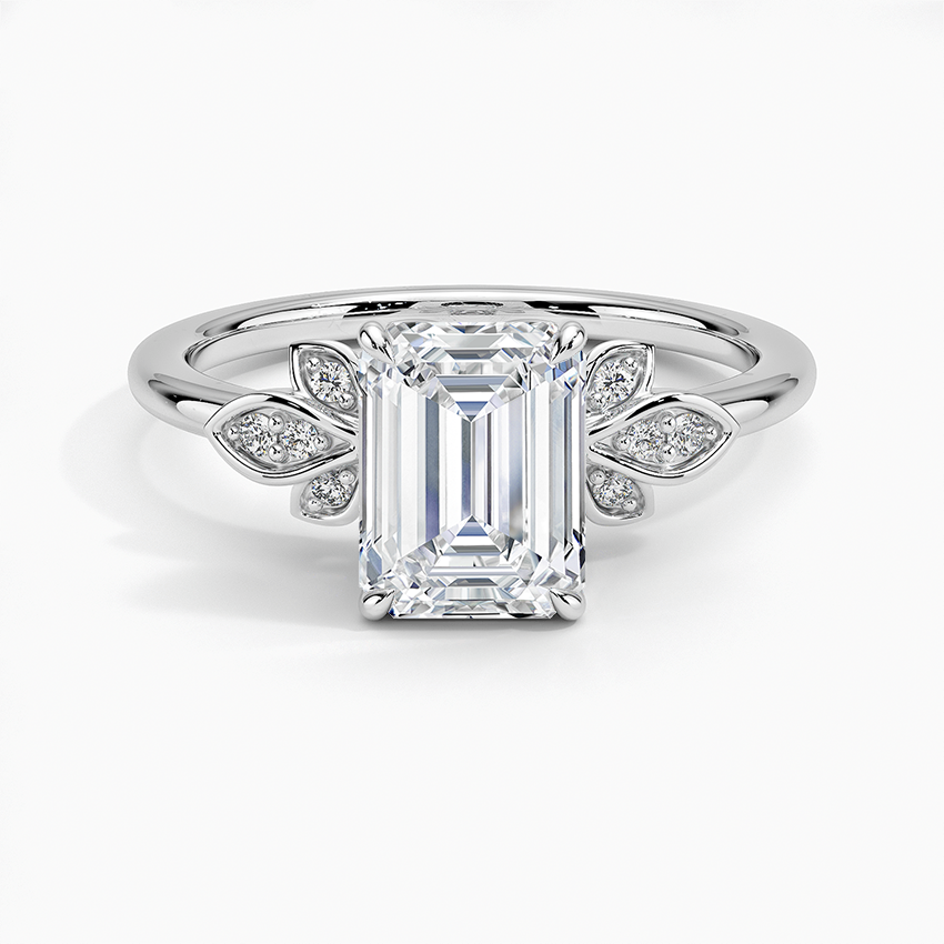 Fiore Diamond Ring Platinum Emerald Engagement Ring