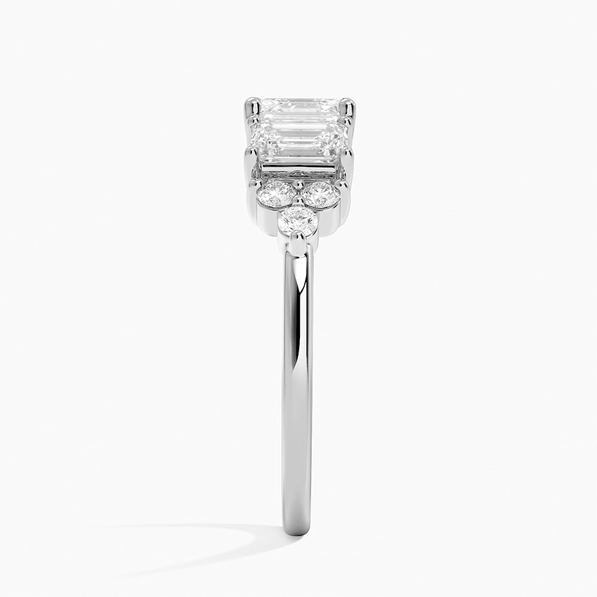 Sabine Cluster Diamond Ring Platinum Asscher Engagement Ring