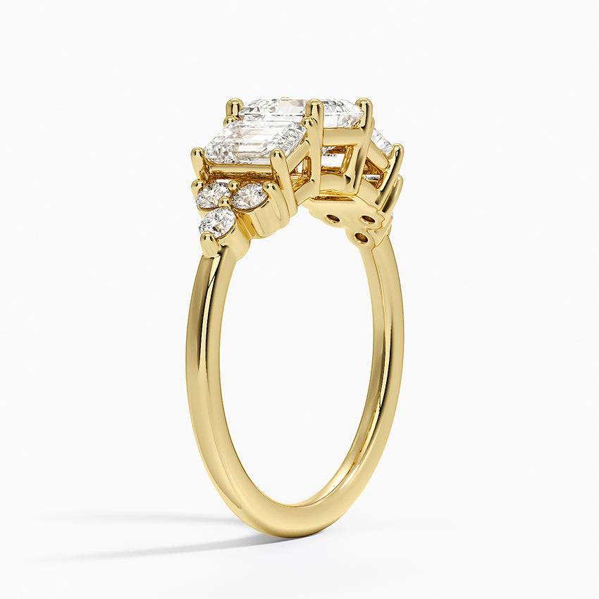 Sabine Cluster Diamond Ring Yellow Gold 18k Asscher Engagement Ring