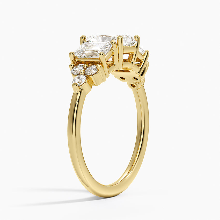 Sabine Cluster Diamond Ring Yellow Gold 18k Radiant Engagement Ring