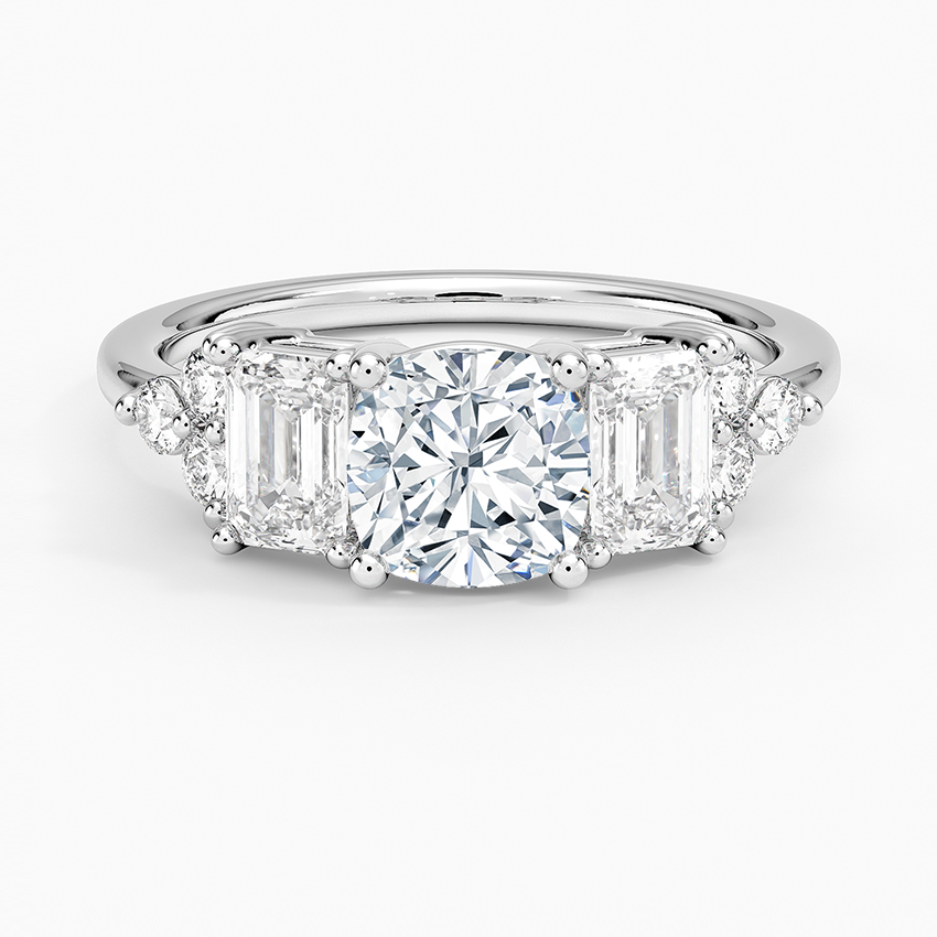 Sabine Cluster Diamond Ring Platinum Cushion Engagement Ring