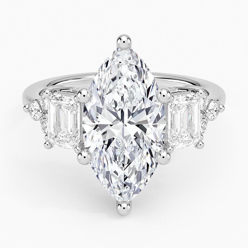 Sabine Cluster Diamond Ring Platinum Marquise Engagement Ring