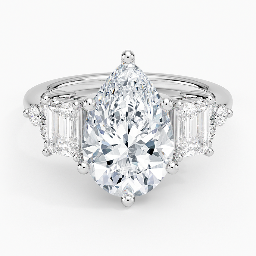 Sabine Cluster Diamond Ring Platinum Pear Engagement Ring
