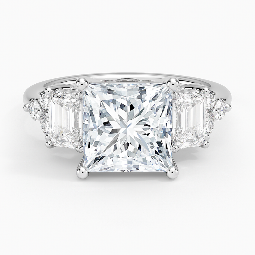 Sabine Cluster Diamond Ring Platinum Princess Engagement Ring