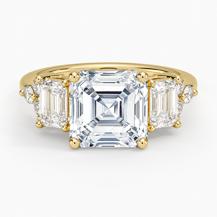 Sabine Cluster Diamond Ring Yellow Gold 18k Asscher Engagement Ring