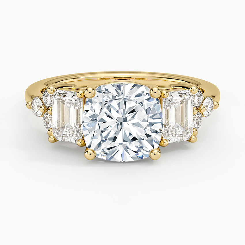 Sabine Cluster Diamond Ring Yellow Gold 18k Cushion Engagement Ring