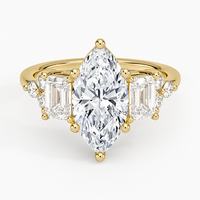 Sabine Cluster Diamond Ring Yellow Gold 18k Marquise Engagement Ring