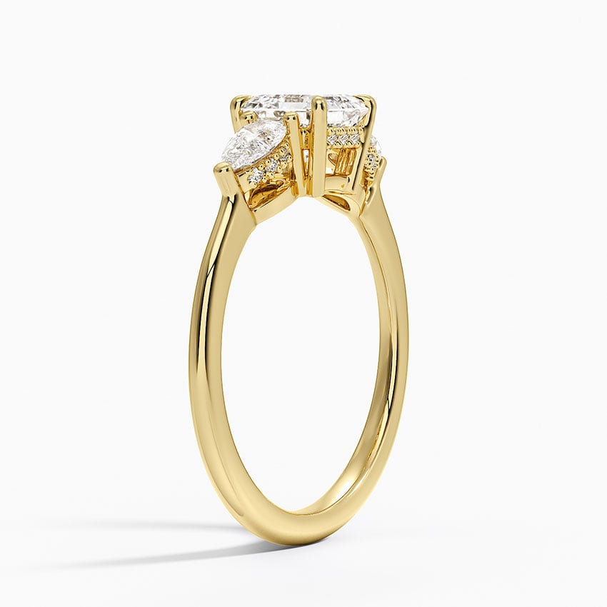 Adorned Opera Three Stone Diamond Ring (1/2 ct. tw.) Yellow Gold 18k Asscher Engagement Ring