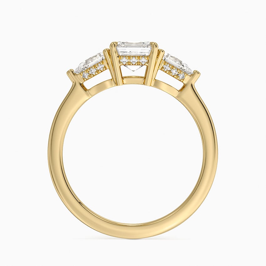 Adorned Opera Three Stone Diamond Ring (1/2 ct. tw.) Yellow Gold 18k Asscher Engagement Ring