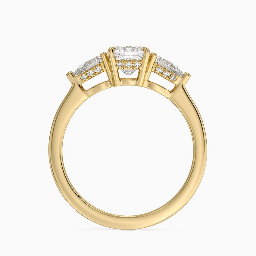 Adorned Opera Three Stone Diamond Ring (1/2 ct. tw.) Yellow Gold 18k Cushion Engagement Ring