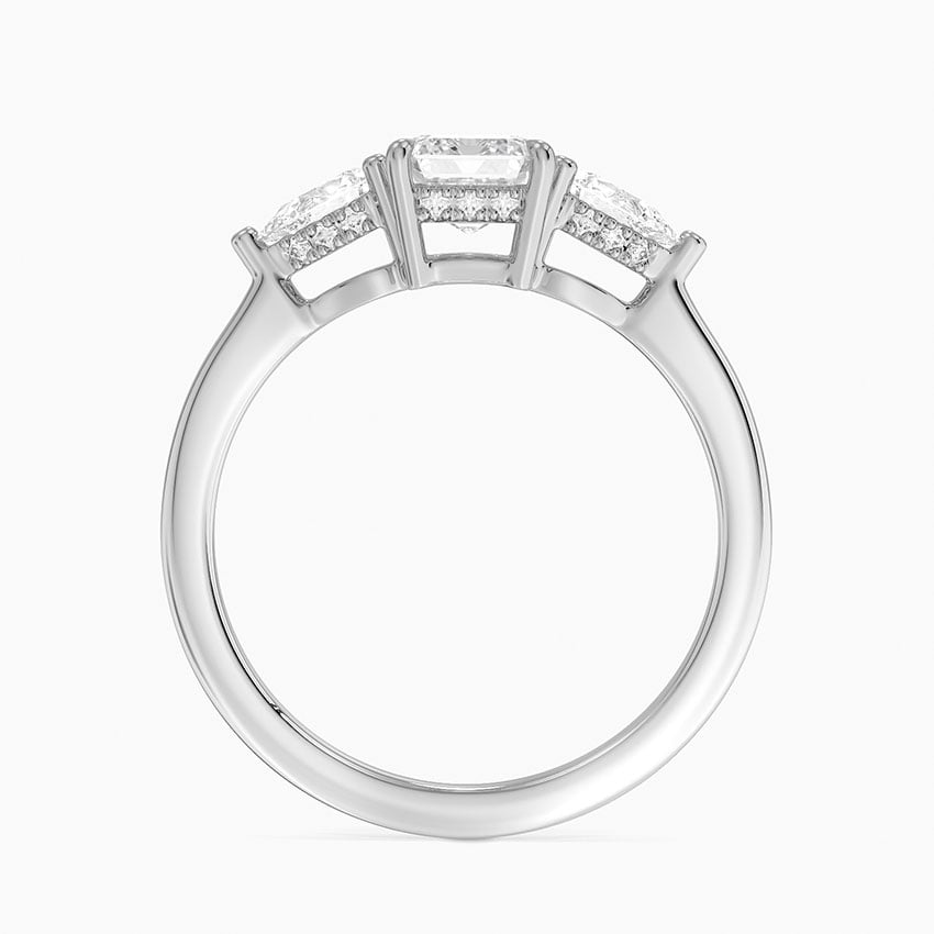 Adorned Opera Three Stone Diamond Ring (1/2 ct. tw.) Platinum Emerald Engagement Ring