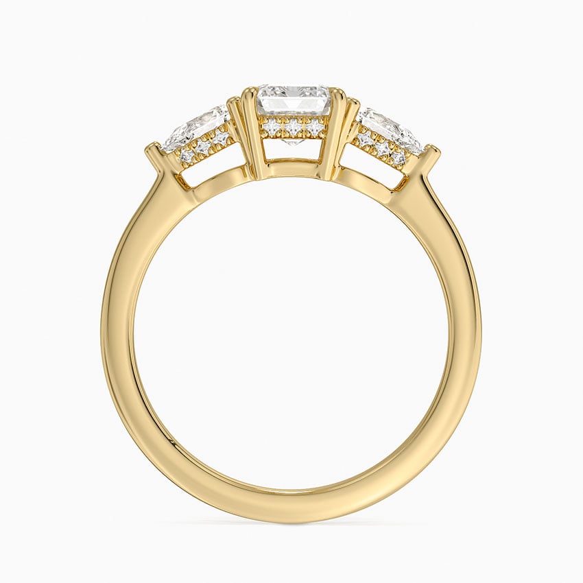Adorned Opera Three Stone Diamond Ring (1/2 ct. tw.) Yellow Gold 18k Emerald Engagement Ring