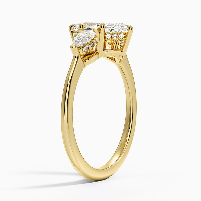 Adorned Opera Three Stone Diamond Ring (1/2 ct. tw.) Yellow Gold 18k Marquise Engagement Ring