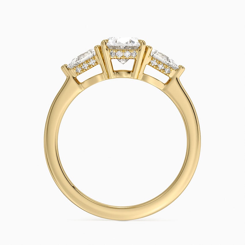 Adorned Opera Three Stone Diamond Ring (1/2 ct. tw.) Yellow Gold 18k Oval Engagement Ring