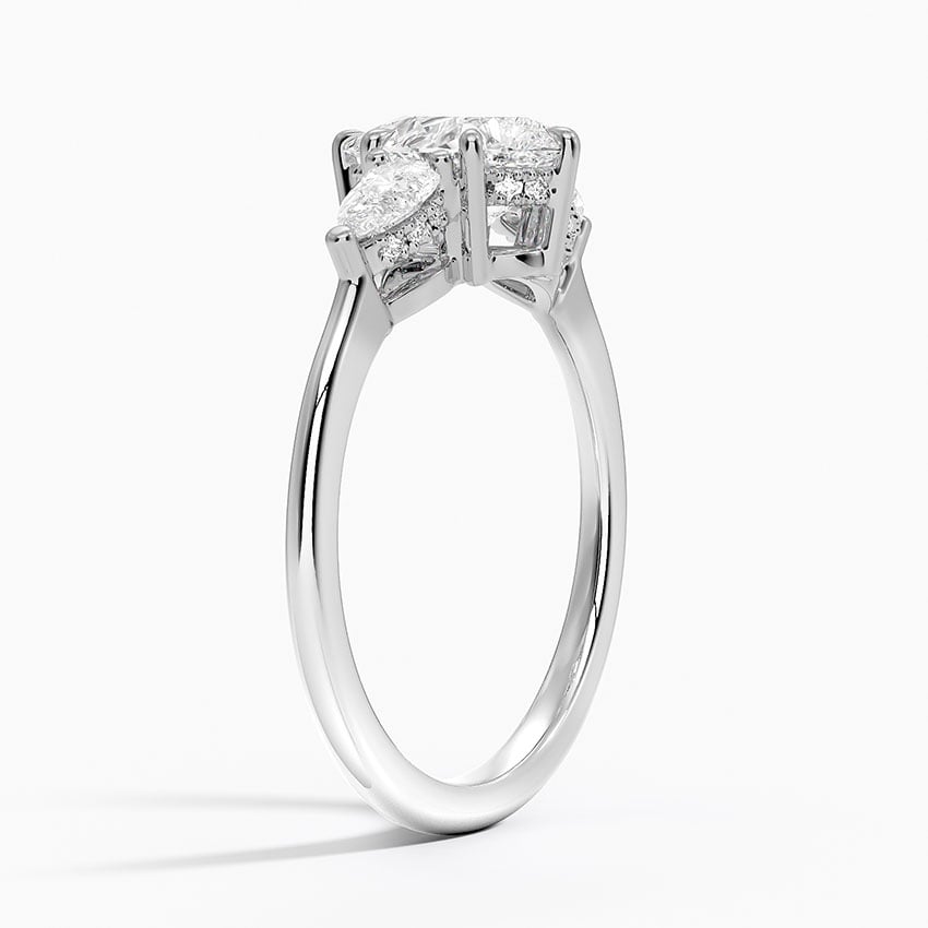 Adorned Opera Three Stone Diamond Ring (1/2 ct. tw.) Platinum Pear Engagement Ring