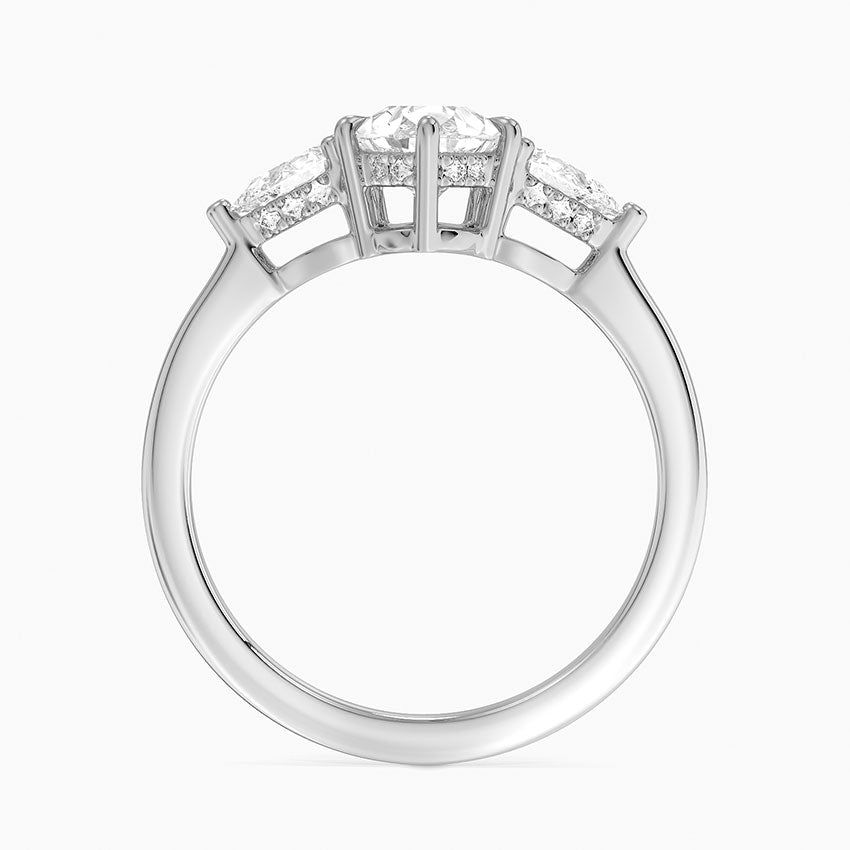 Adorned Opera Three Stone Diamond Ring (1/2 ct. tw.) Platinum Pear Engagement Ring