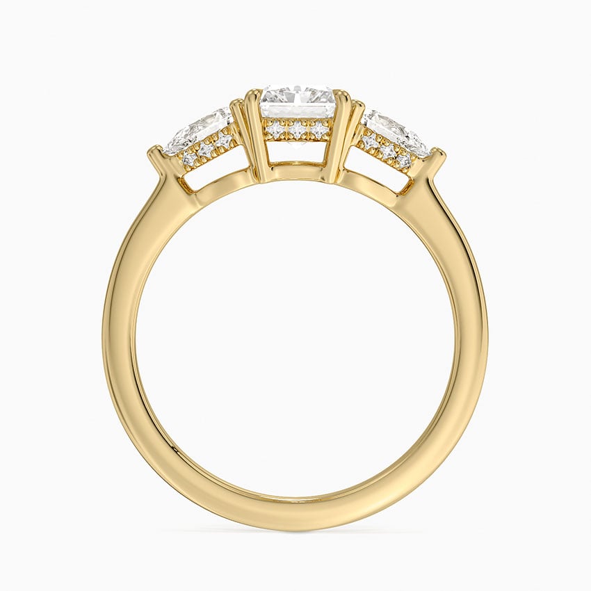 Adorned Opera Three Stone Diamond Ring (1/2 ct. tw.) Yellow Gold 18k Radiant Engagement Ring