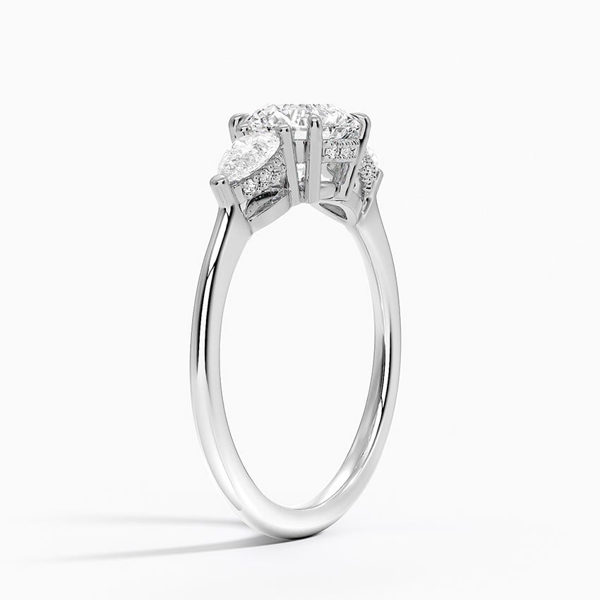 Adorned Opera Three Stone Diamond Ring (1/2 ct. tw.) Platinum Round Engagement Ring