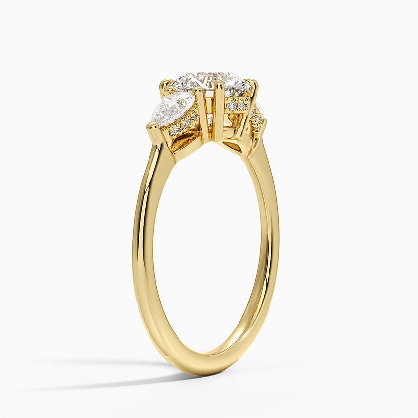 Adorned Opera Three Stone Diamond Ring (1/2 ct. tw.) Yellow Gold 18k Round Engagement Ring