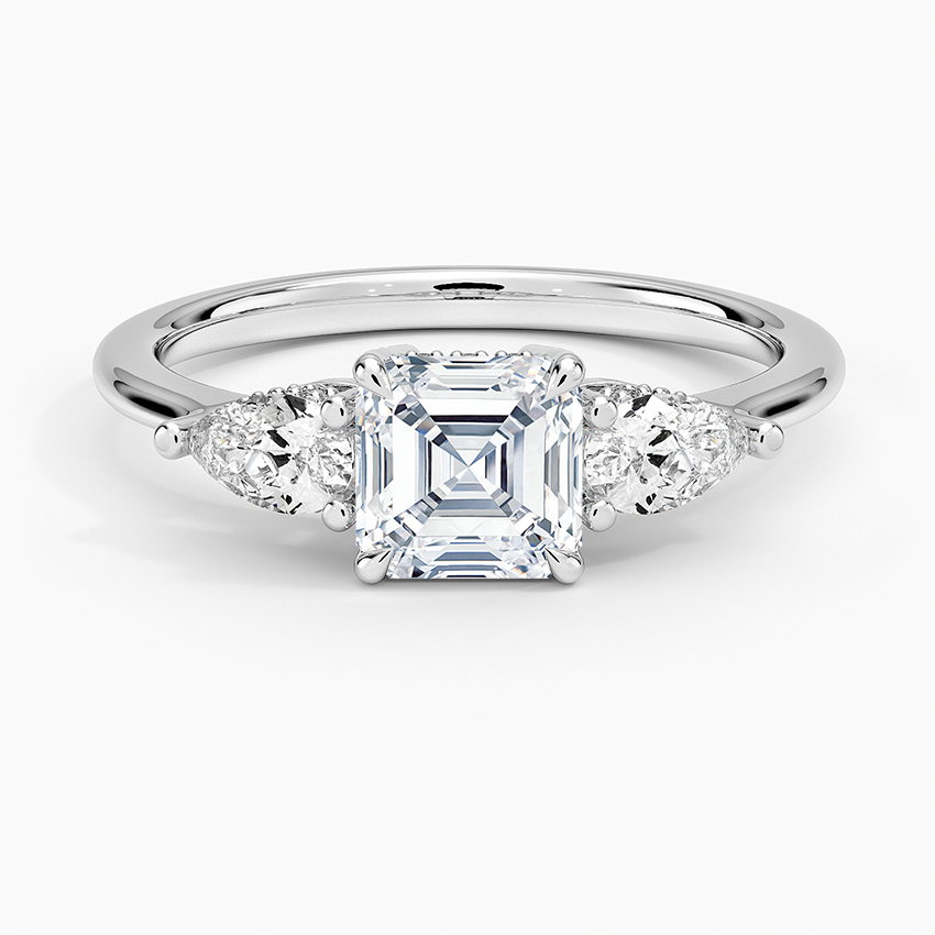 Adorned Opera Three Stone Diamond Ring (1/2 ct. tw.) Platinum Asscher Engagement Ring