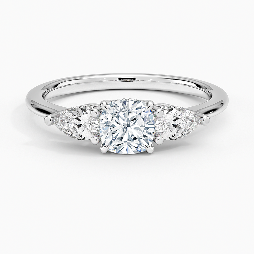 Adorned Opera Three Stone Diamond Ring (1/2 ct. tw.) Platinum Cushion Engagement Ring