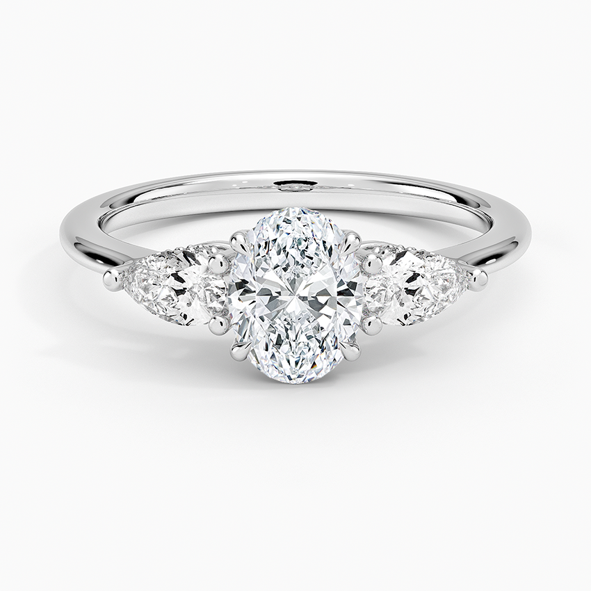 Opera Three Stone Diamond Ring Platinum Oval Engagement Ring