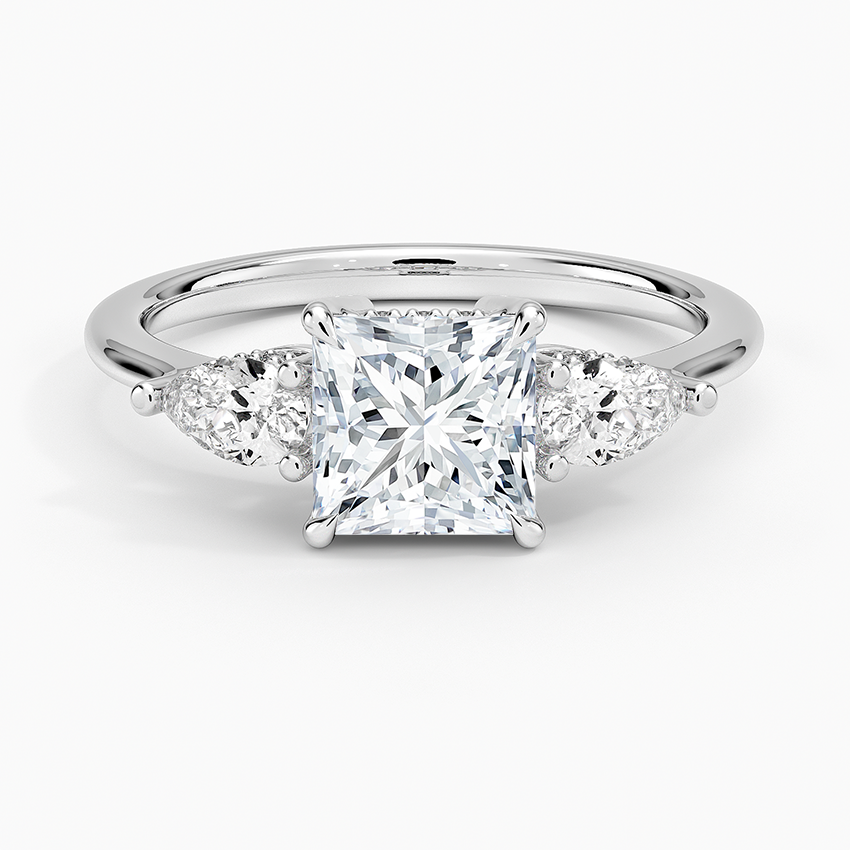 Adorned Opera Three Stone Diamond Ring (1/2 ct. tw.) Platinum Princess Engagement Ring