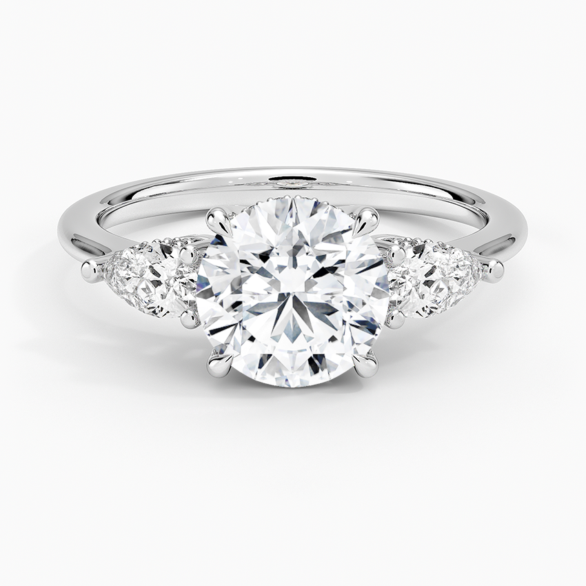 Adorned Opera Three Stone Diamond Ring (1/2 ct. tw.) Platinum Round Engagement Ring