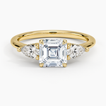 Adorned Opera Three Stone Diamond Ring (1/2 ct. tw.) Yellow Gold 18k Asscher Engagement Ring