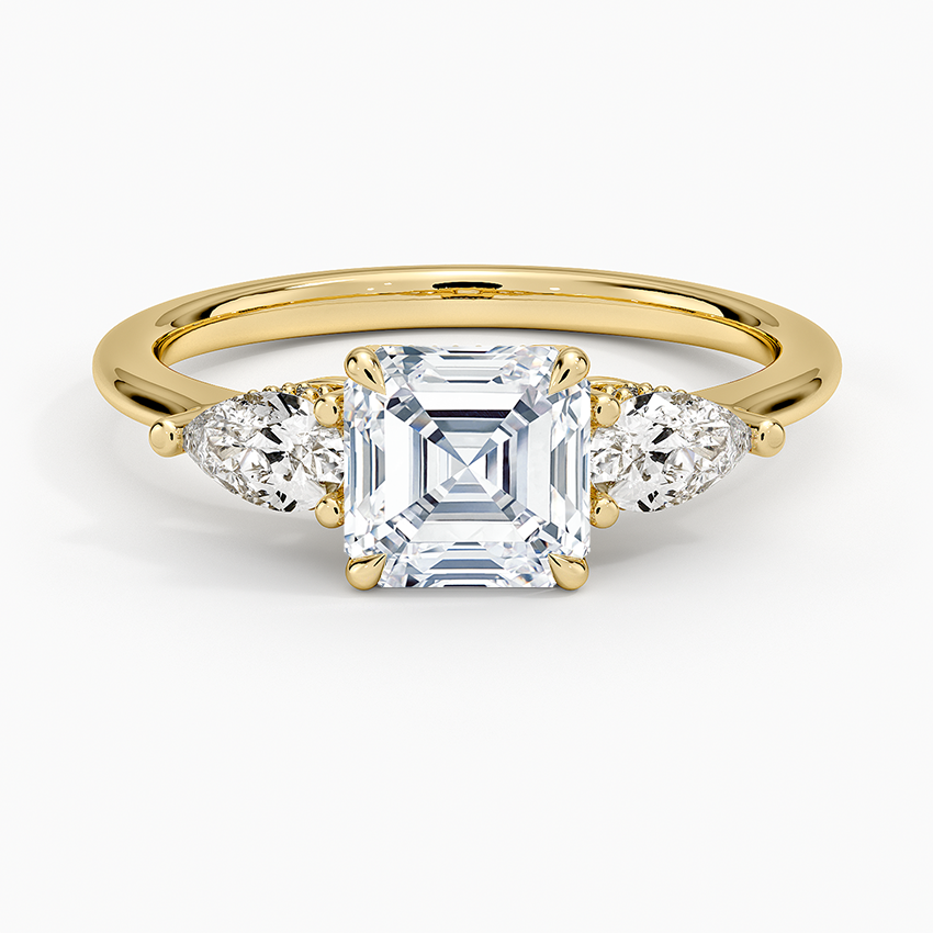 Adorned Opera Three Stone Diamond Ring (1/2 ct. tw.) Yellow Gold 18k Asscher Engagement Ring