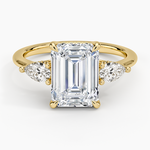 Adorned Opera Three Stone Diamond Ring (1/2 ct. tw.) Yellow Gold 18k Emerald Engagement Ring