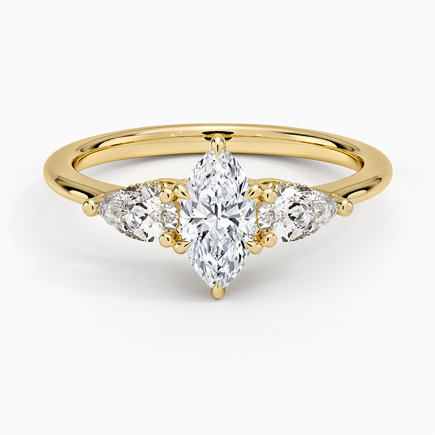 Adorned Opera Three Stone Diamond Ring (1/2 ct. tw.) Yellow Gold 18k Marquise Engagement Ring