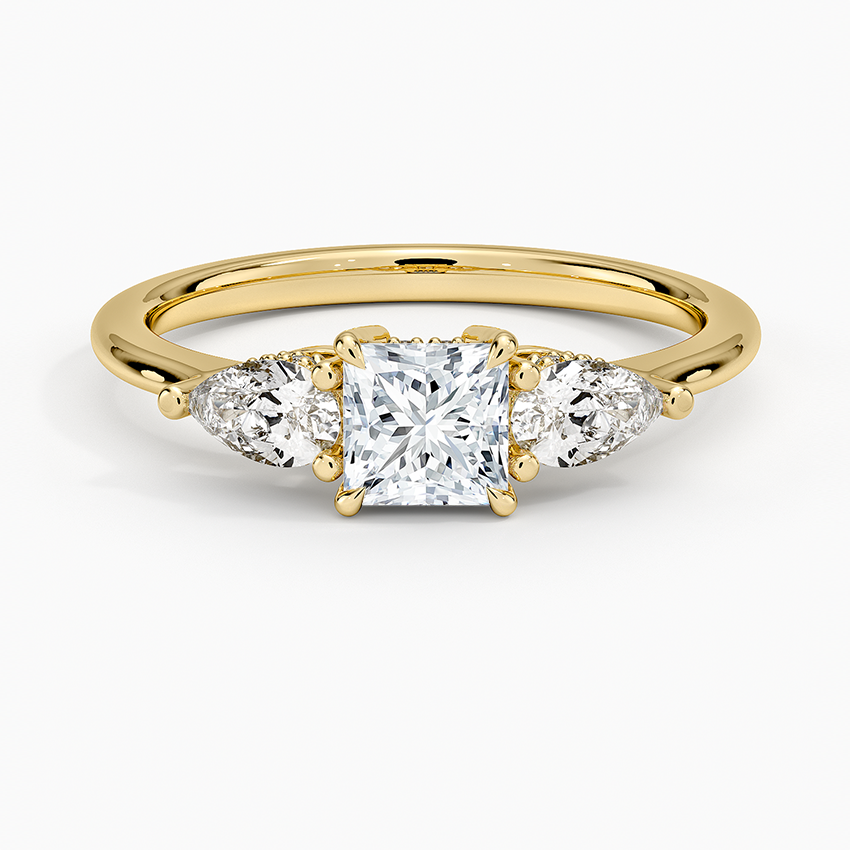 Adorned Opera Three Stone Diamond Ring (1/2 ct. tw.) Yellow Gold 18k Princess Engagement Ring