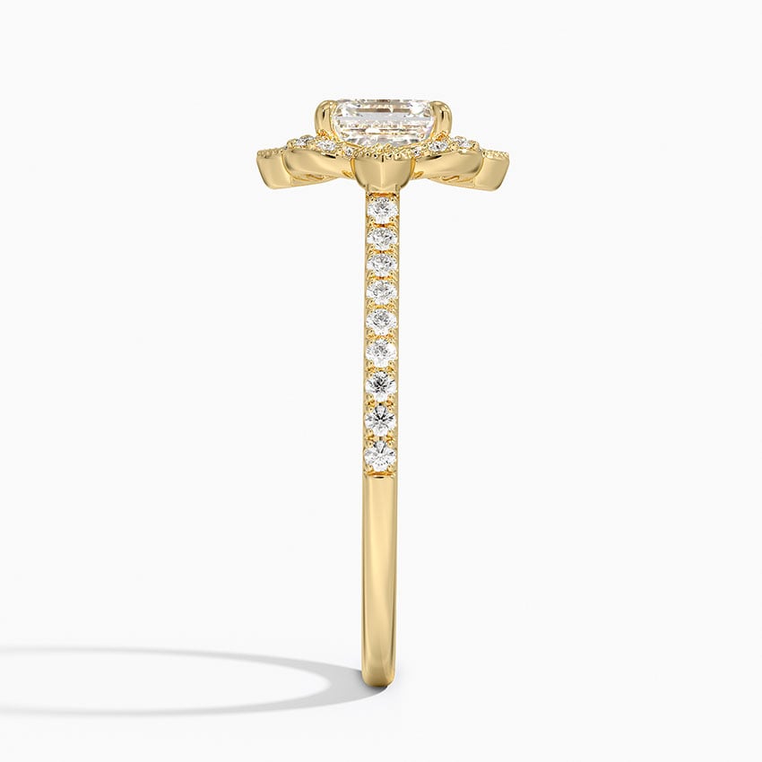 Reina Halo Diamond Ring Yellow Gold 18k Asscher Engagement Ring