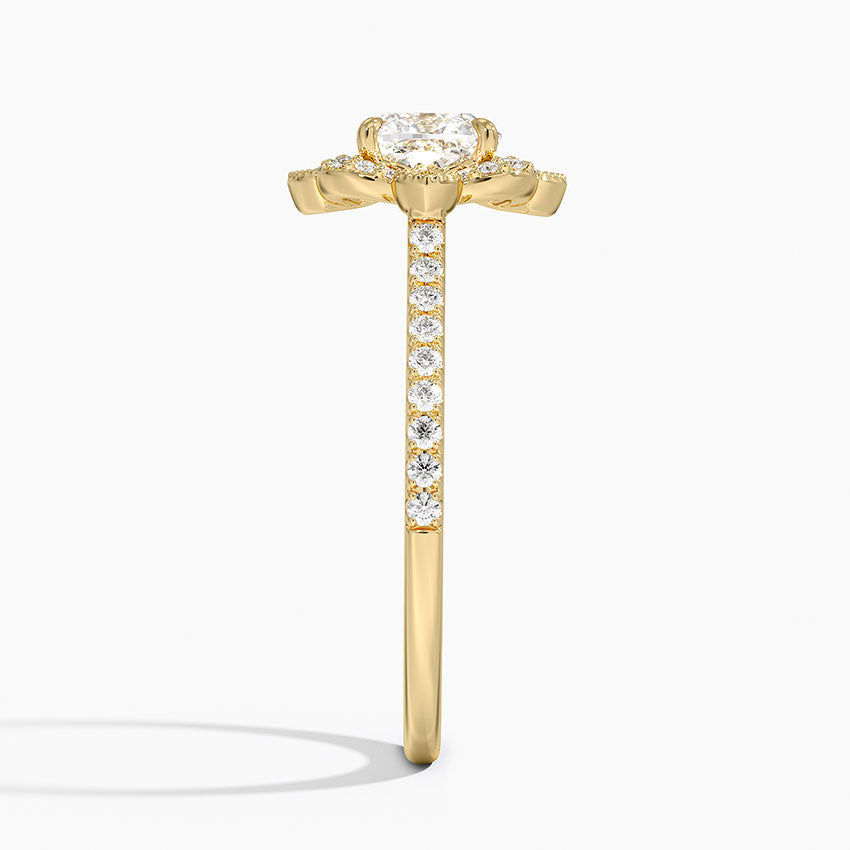 Reina Halo Diamond Ring Yellow Gold 18k Cushion Engagement Ring
