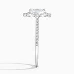Reina Halo Diamond Ring Platinum Emerald Engagement Ring