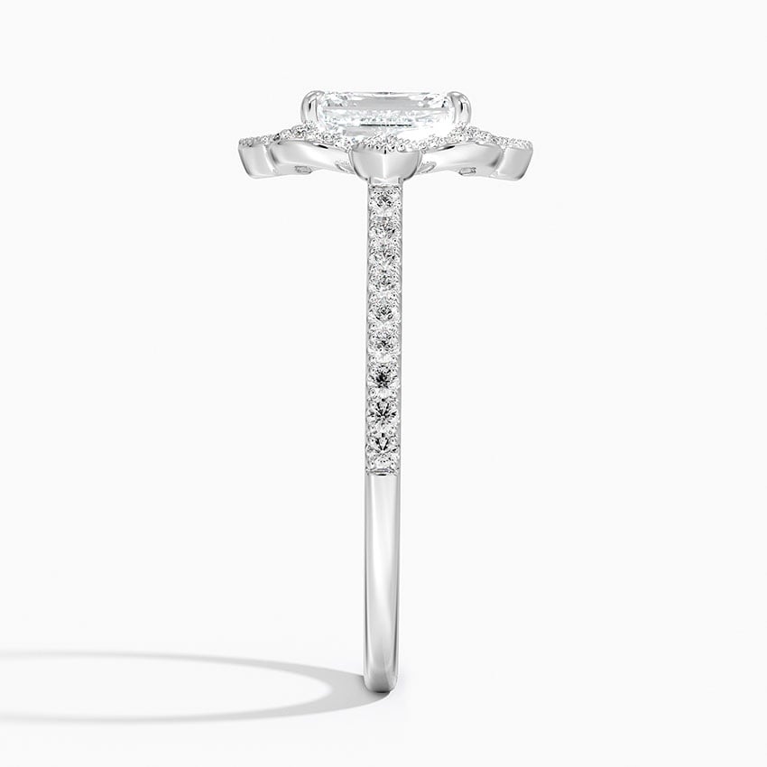Reina Halo Diamond Ring Platinum Emerald Engagement Ring