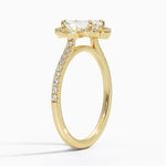 Reina Halo Diamond Ring Yellow Gold 18k Emerald Engagement Ring