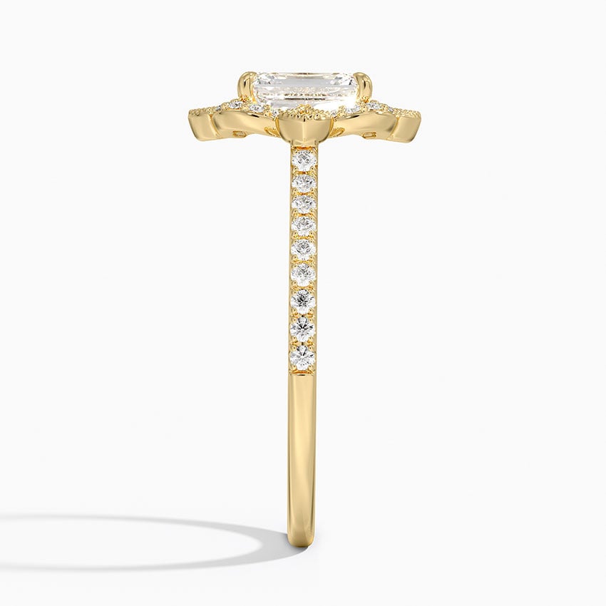 Reina Halo Diamond Ring Yellow Gold 18k Emerald Engagement Ring