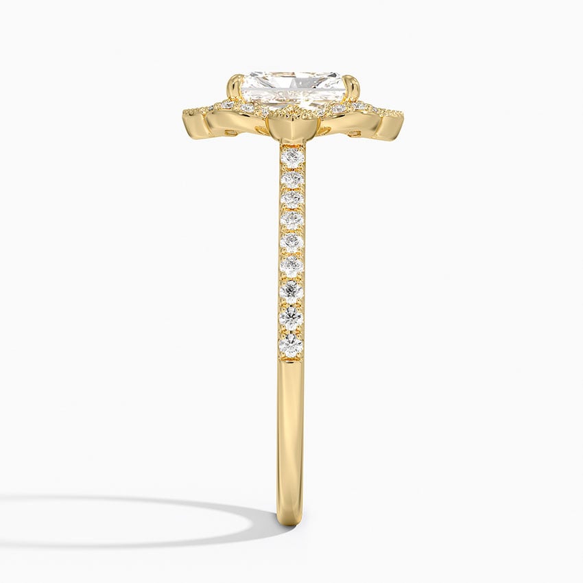 Reina Halo Diamond Ring Yellow Gold 18k Radiant Engagement Ring
