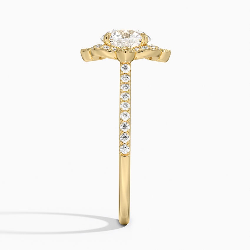 Reina Halo Diamond Ring Yellow Gold 18k Round Engagement Ring