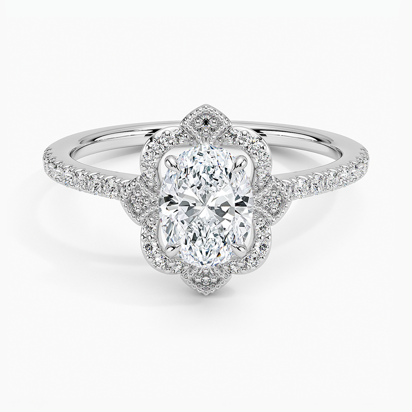 Reina Halo Diamond Ring Platinum Oval Engagement Ring