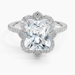 Reina Halo Diamond Ring Platinum Radiant Engagement Ring