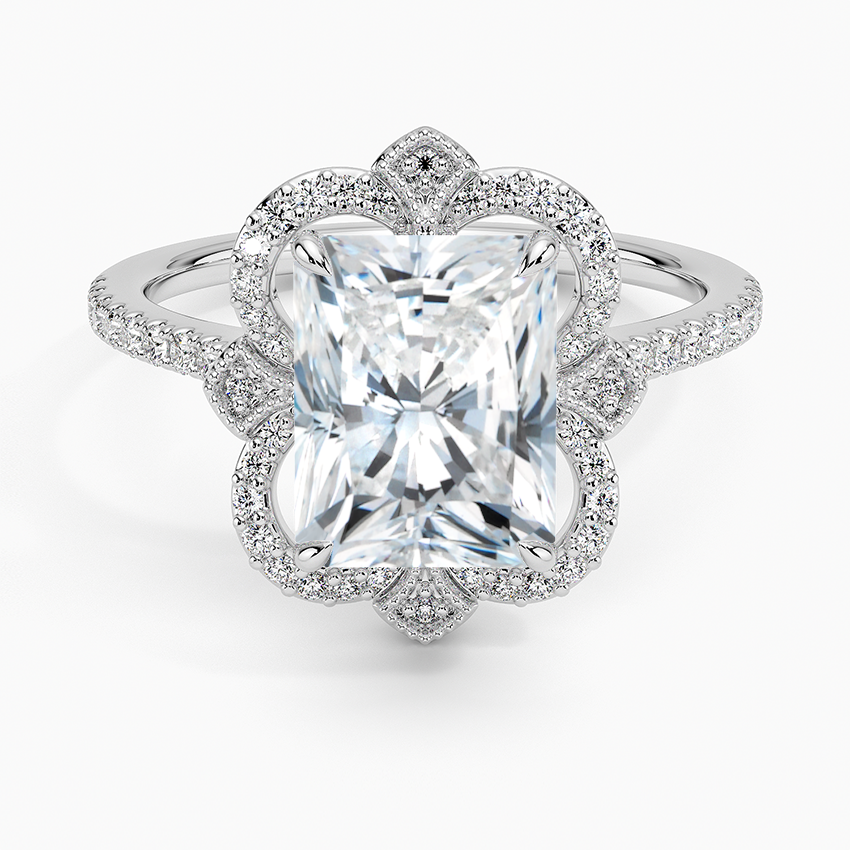 Reina Halo Diamond Ring Platinum Radiant Engagement Ring