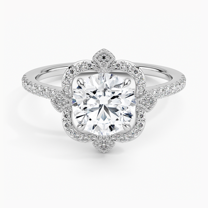 Reina Halo Diamond Ring Platinum Round Engagement Ring