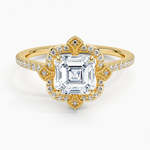 Reina Halo Diamond Ring Yellow Gold 18k Asscher Engagement Ring