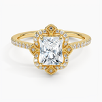 Reina Halo Diamond Ring Yellow Gold 18k Radiant Engagement Ring