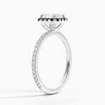 Waverly Halo Diamond Ring with Black Diamond Accents Platinum Asscher Engagement Ring